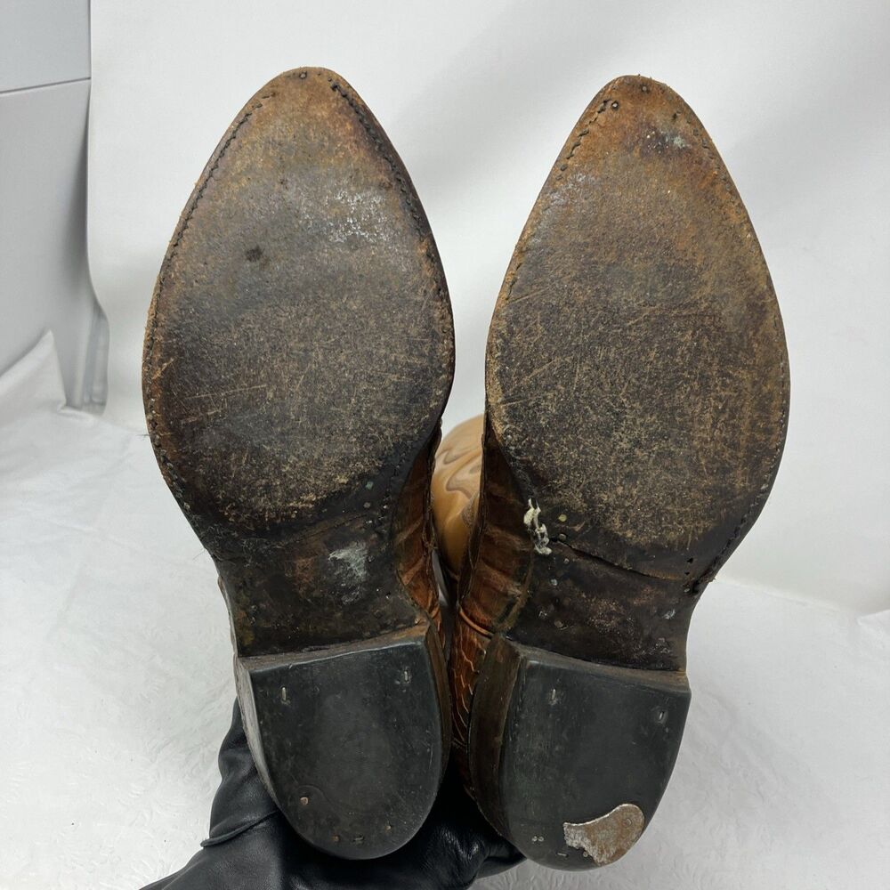 Vintage 80s Cowtown Lizard Skin Western Leather Cowboy Boots Men’s 8.5 D Brown - Picture 6 of 16